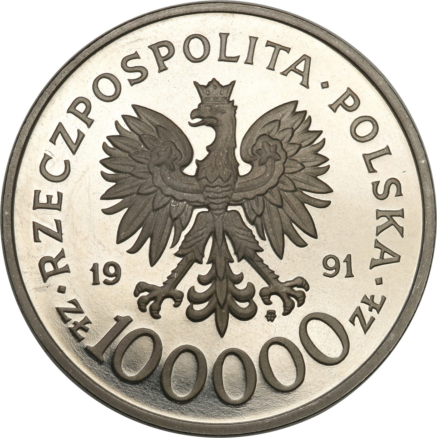 PRL. PRÓBA Nikiel 100 000 złotych 1991 – Hubal